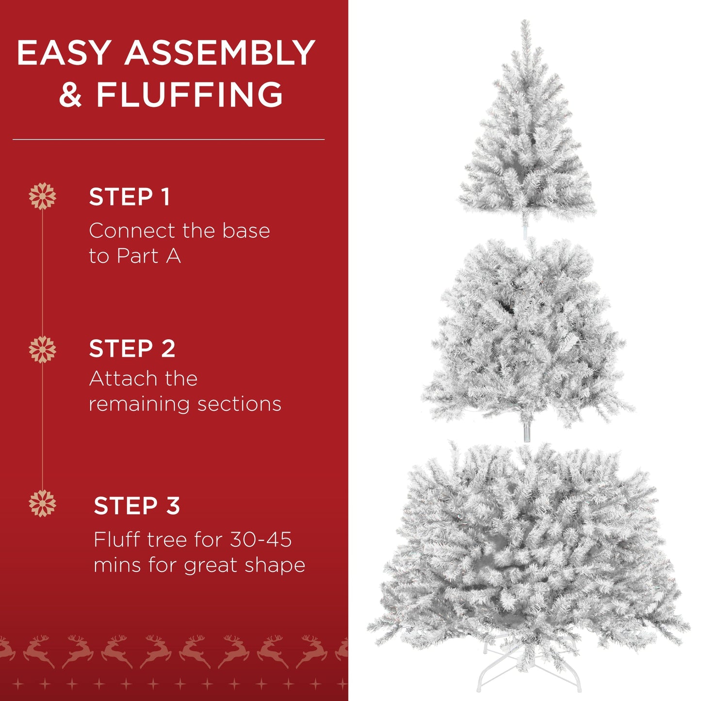 Pre-Lit Artificial White Spruce Christmas Tree w/Easy Assembly