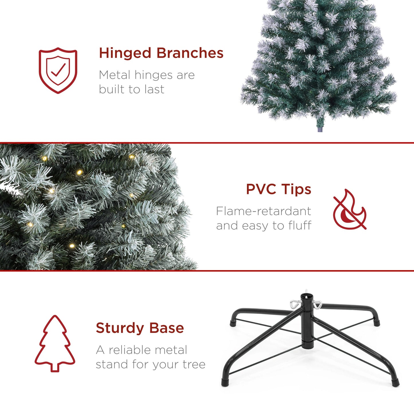 Pre-Lit Frosted Artificial Blue Spruce Christmas Tree w/Easy Assembly