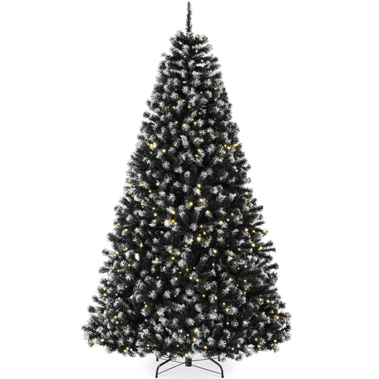 Pre-Lit Frosted Artificial Black Spruce Christmas Tree w/Easy Assembly
