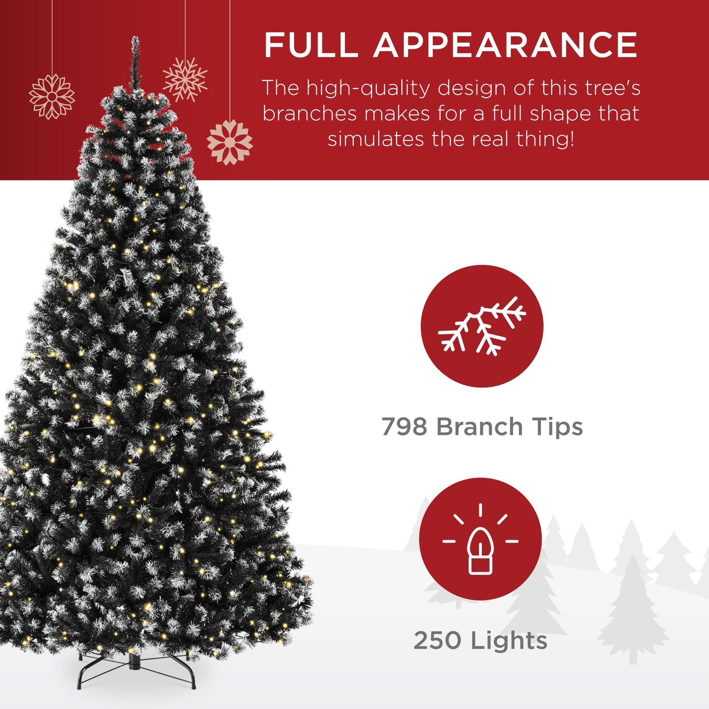 Pre-Lit Frosted Artificial Black Spruce Christmas Tree w/Easy Assembly