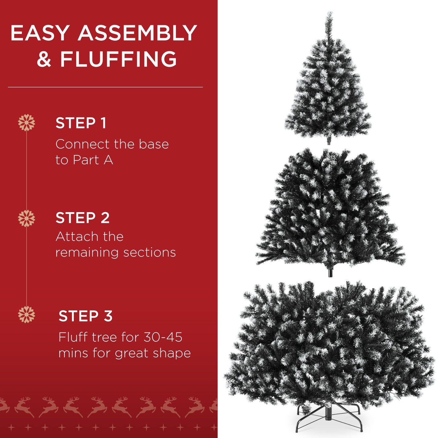 Pre-Lit Frosted Artificial Black Spruce Christmas Tree w/Easy Assembly