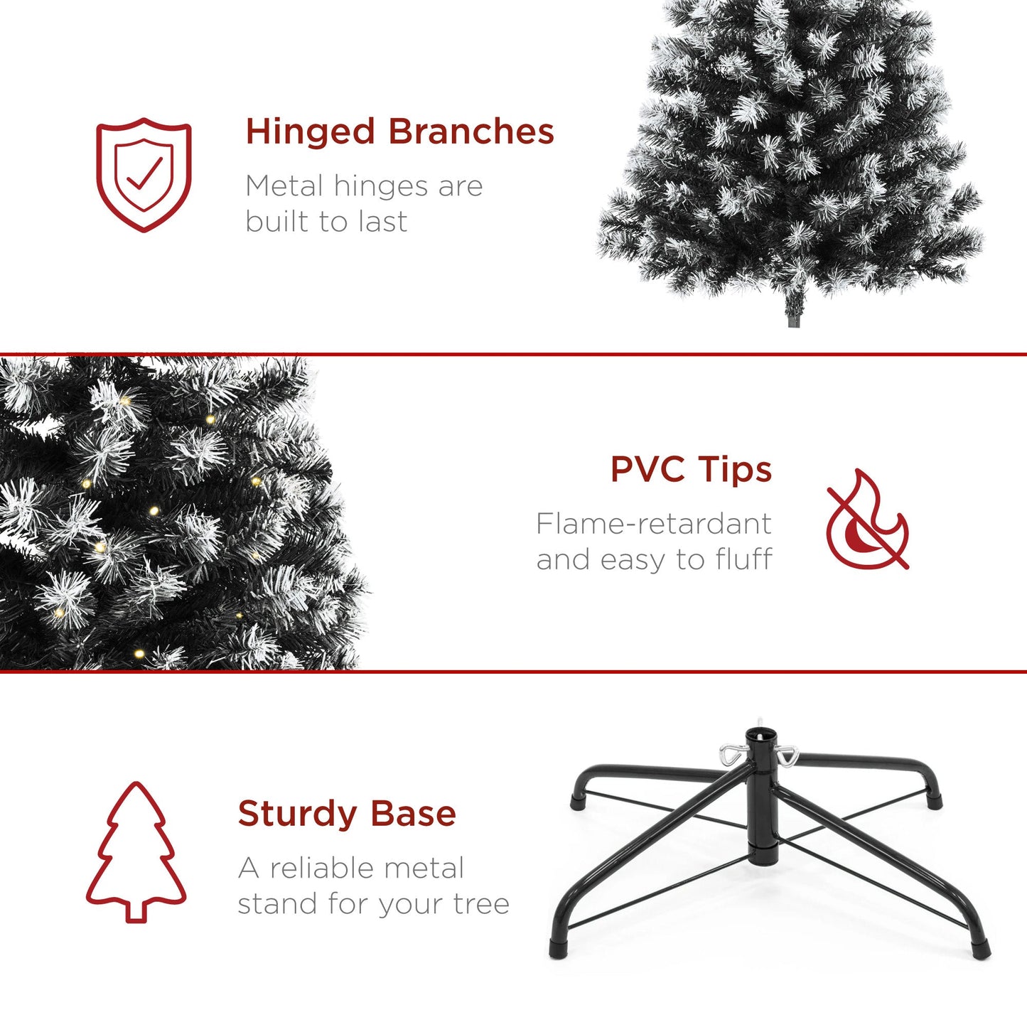Pre-Lit Frosted Artificial Black Spruce Christmas Tree w/Easy Assembly