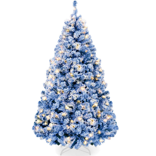 Pre-lit Christmas Tree Snow Flocked Holiday Decor w/Twinkle Lights