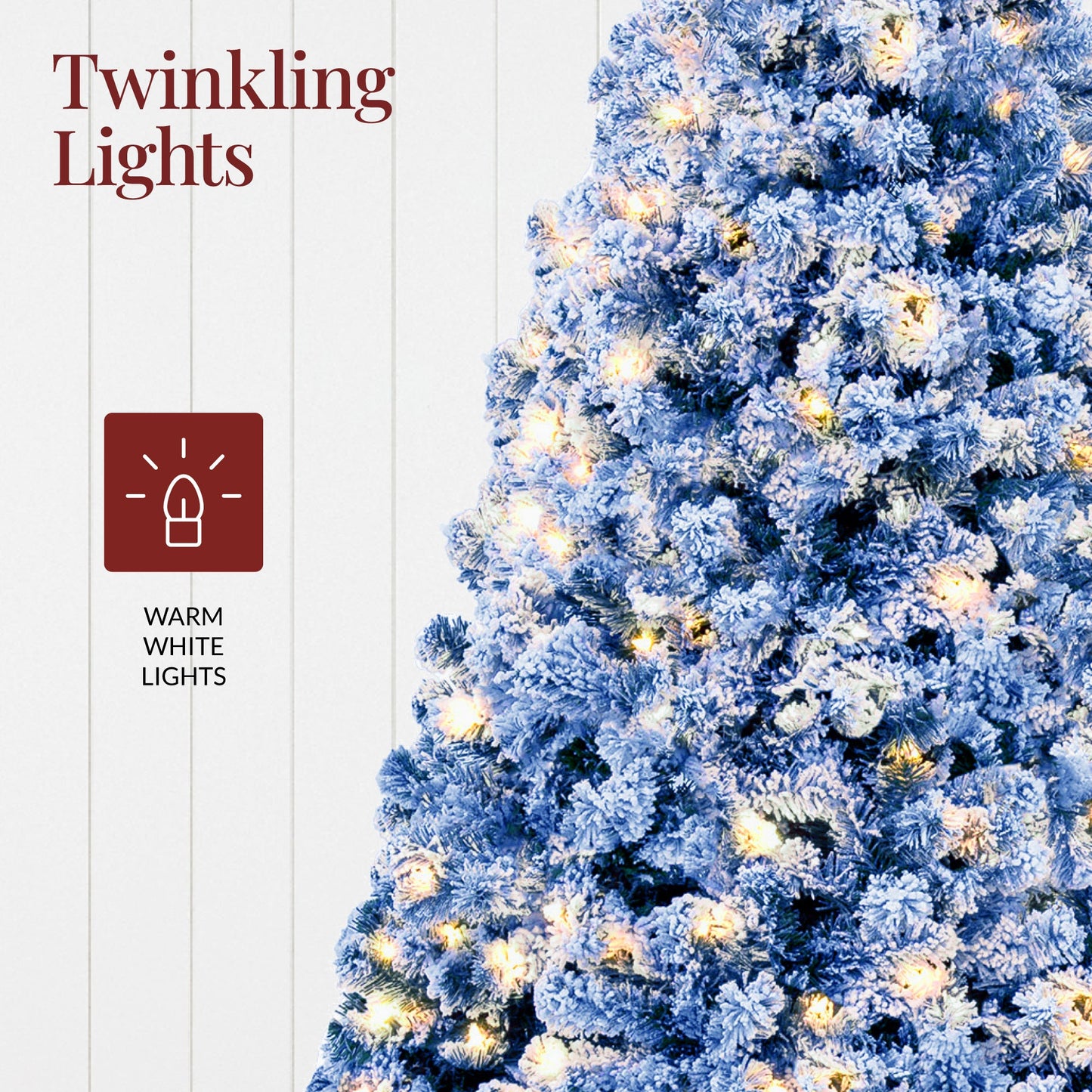 Pre-lit Christmas Tree Snow Flocked Holiday Decor w/Twinkle Lights