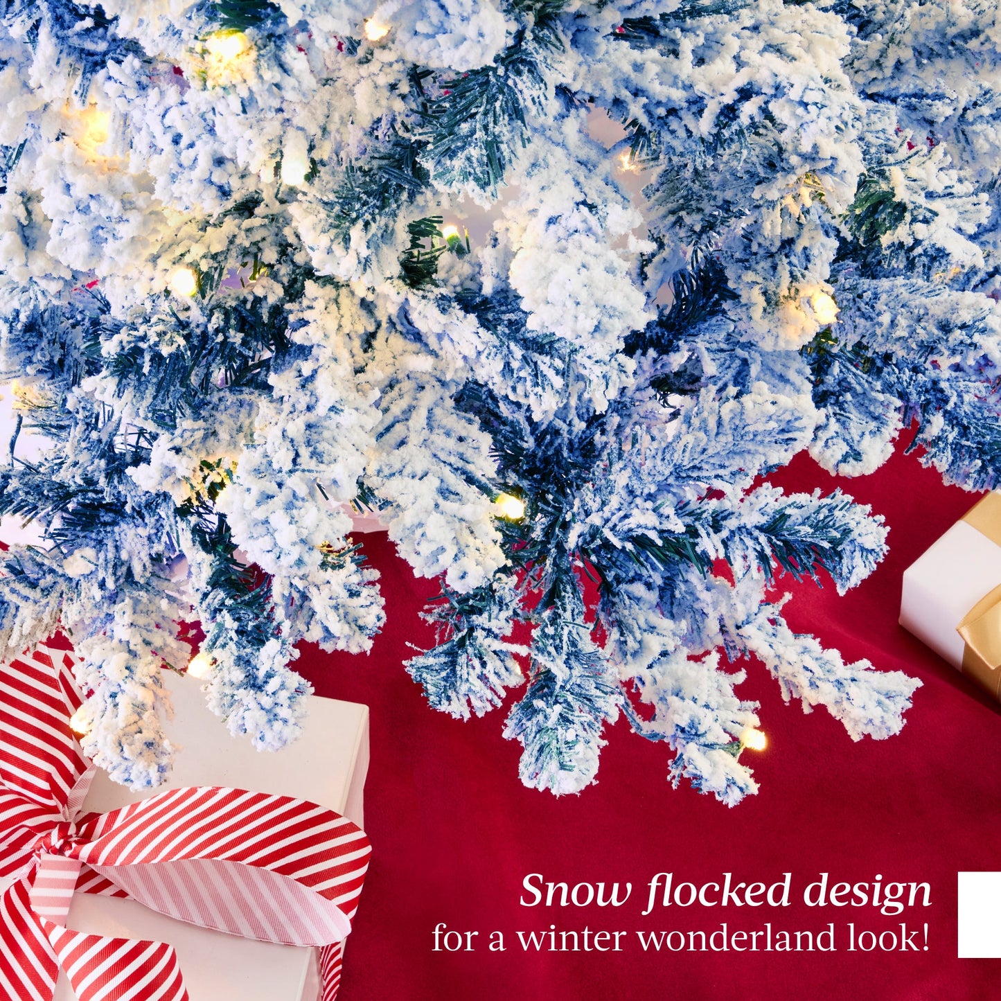 Pre-lit Christmas Tree Snow Flocked Holiday Decor w/Twinkle Lights