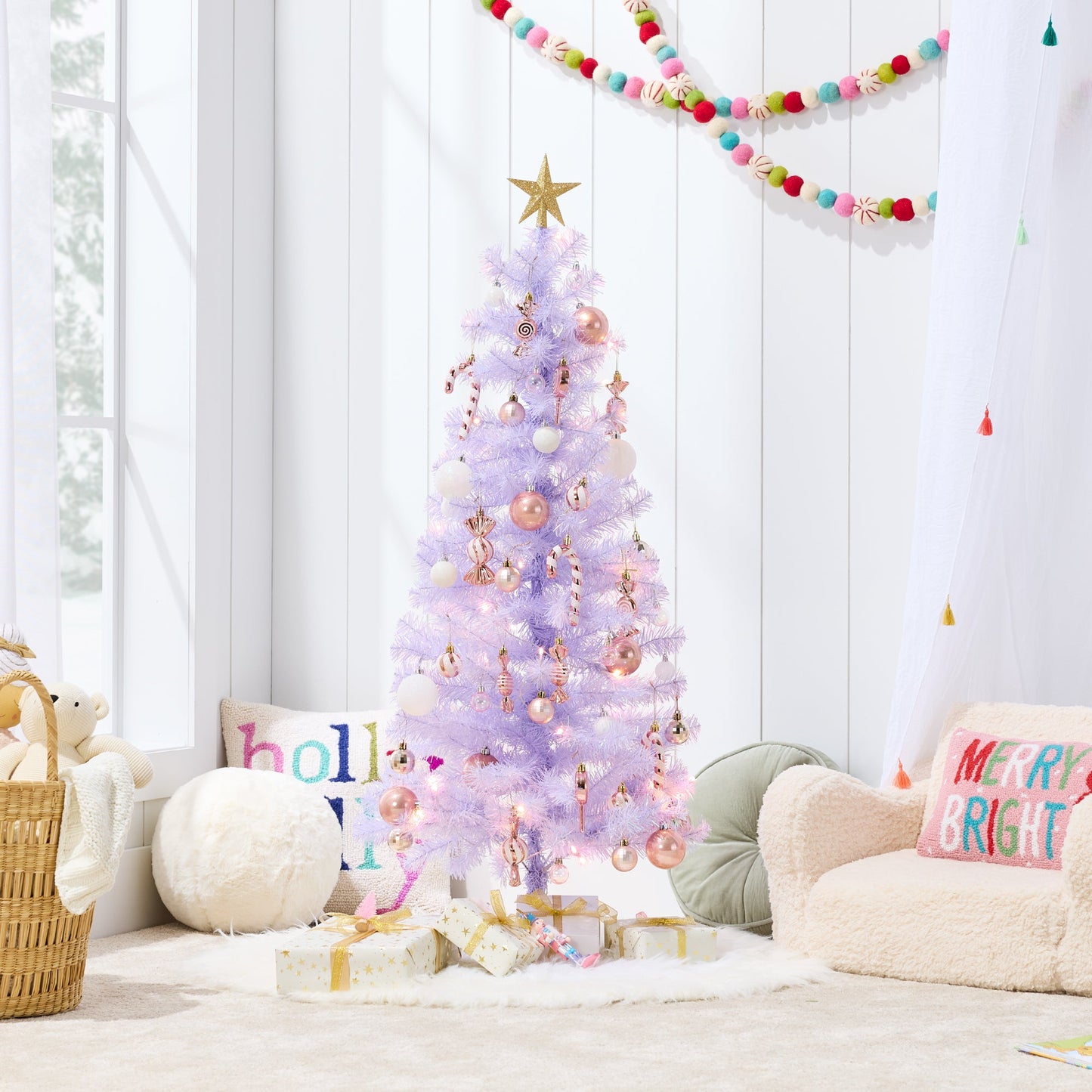 Pre-lit Colorful Mini Spruce Christmas Tree w/ LED Lights - 4ft