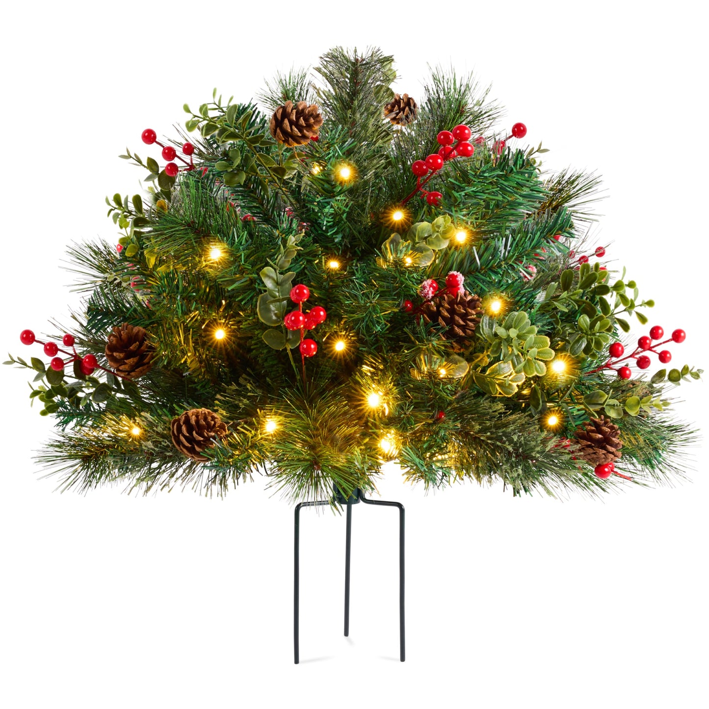 Pre-Lit Christmas Urn Filler White & Multi LED Lights 26\" Diameter