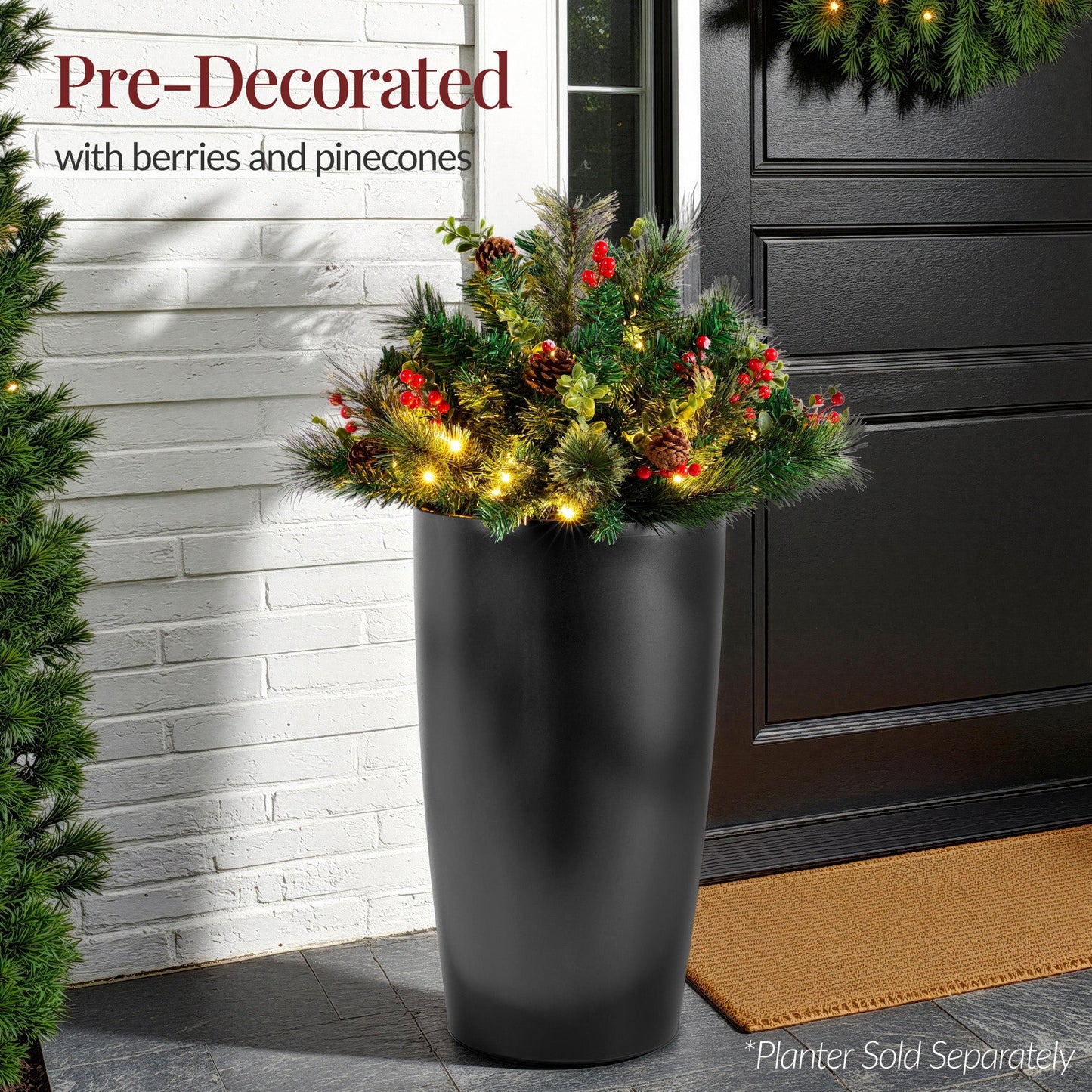 Pre-Lit Christmas Urn Filler White & Multi LED Lights 26\" Diameter