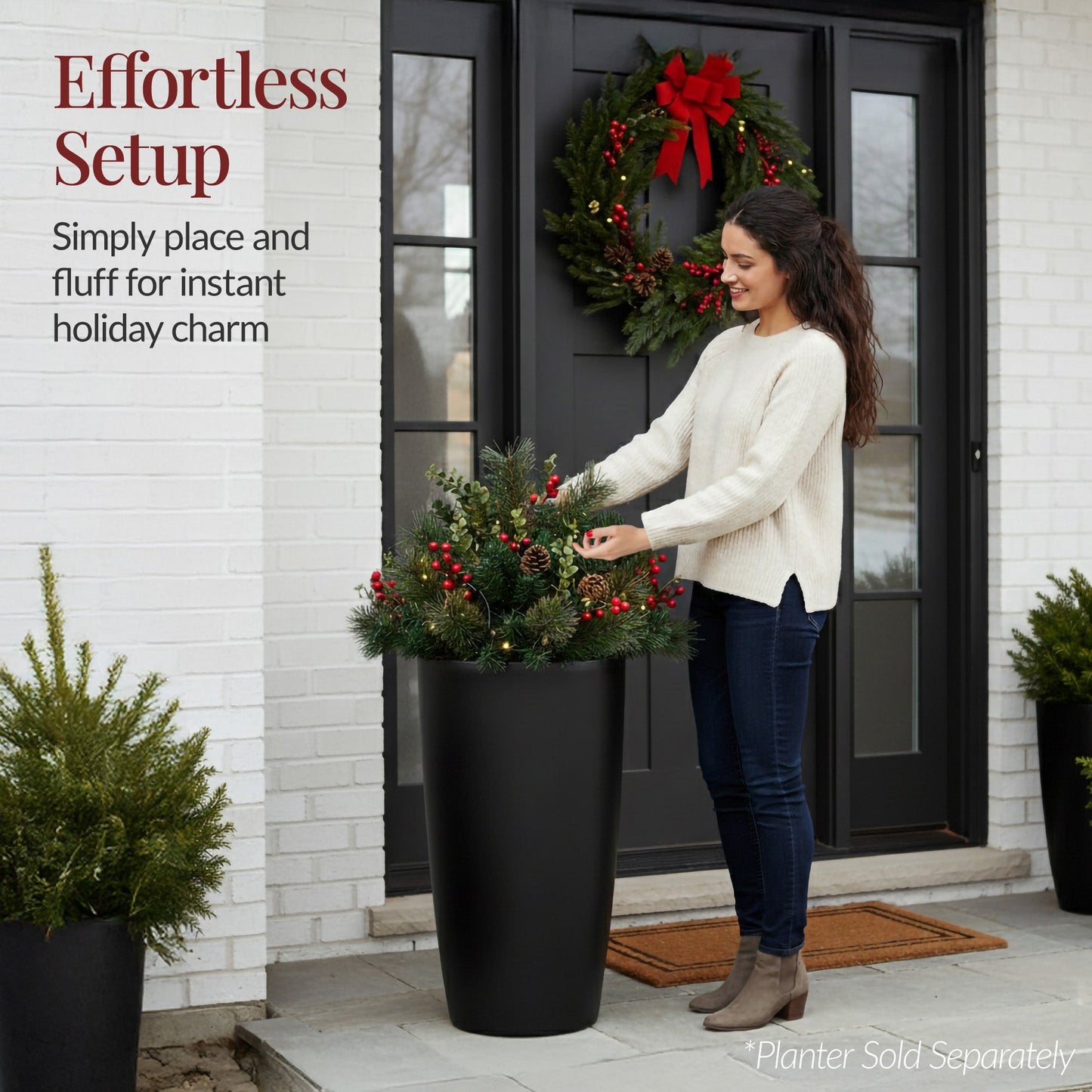 Pre-Lit Christmas Urn Filler White & Multi LED Lights 26\" Diameter