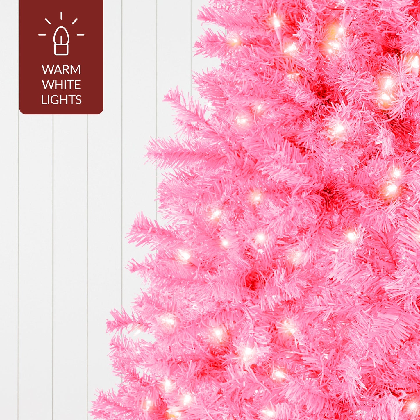 Pre-Lit Artificial Pink Christmas Tree w/ Incandescent Lights Metal Stand