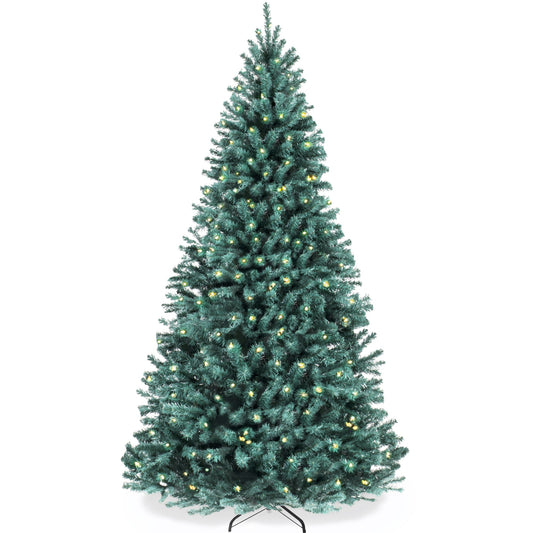 Pre-Lit Blue Spruce Christmas Tree w/ Foldable Base Incandescent Lights